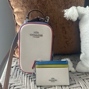Coach Eva Phone crossbody chalk/racer blue with ID wallet